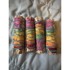 4 Count Chakra Californian White Sage Smudge Stick 3-4" RAINBOW